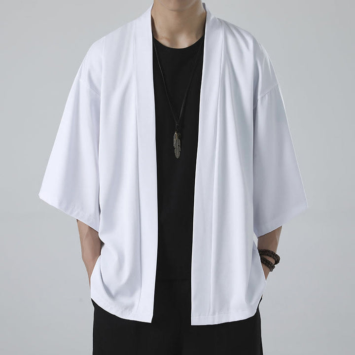 Buddha Stones Effenkleurige open jas/kimono voor heren - image 10