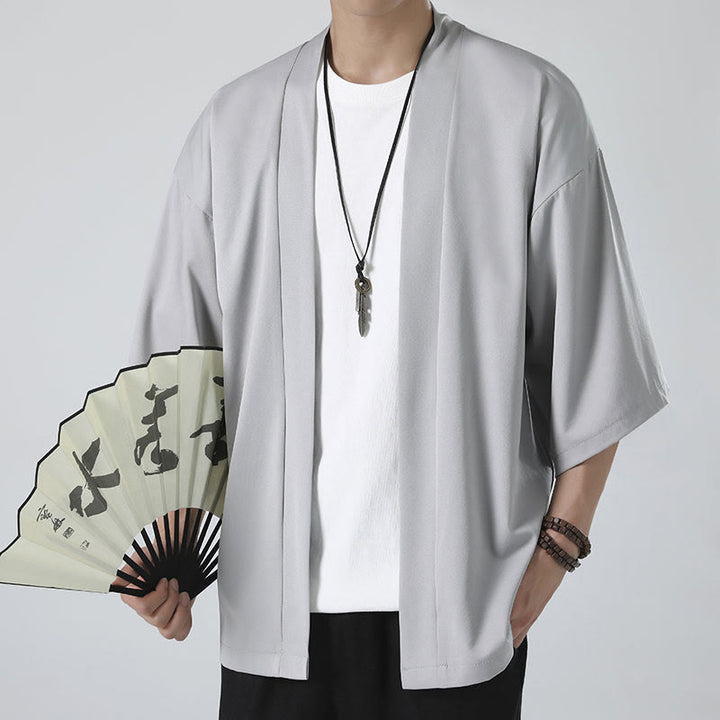 Buddha Stones Effenkleurige open jas/kimono voor heren - image 13