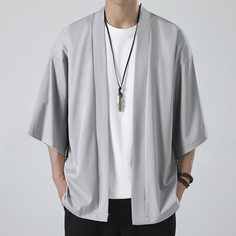 Buddha Stones Effenkleurige open jas/kimono voor heren - image 15