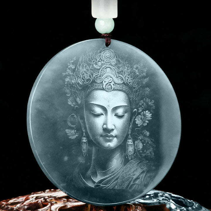 Buddha Stones Kwan Yin Avalokitesvara Jade Overvloed String Ketting Hanger - Jade - image 0