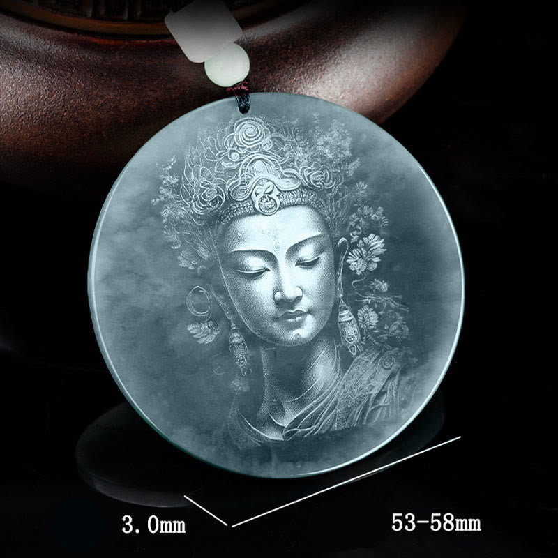 Buddha Stones Kwan Yin Avalokitesvara Jade Overvloed String Ketting Hanger - image 4