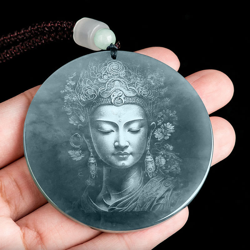 Buddha Stones Kwan Yin Avalokitesvara Jade Overvloed String Ketting Hanger - image 2