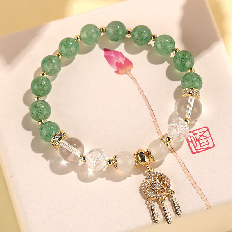 Buddha Stones Groene aardbeikwarts amethist kristallen dromenvanger helende Armband - image 1