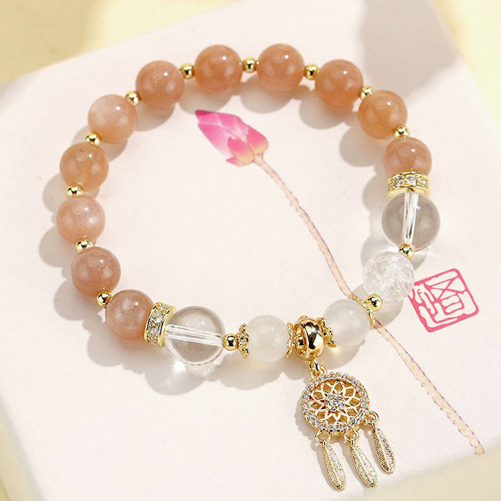 Buddha Stones Groene aardbeikwarts amethist kristallen dromenvanger helende Armband - Witte zonnesteenkristal (Polsomtrek 14-16 cm) - image 16