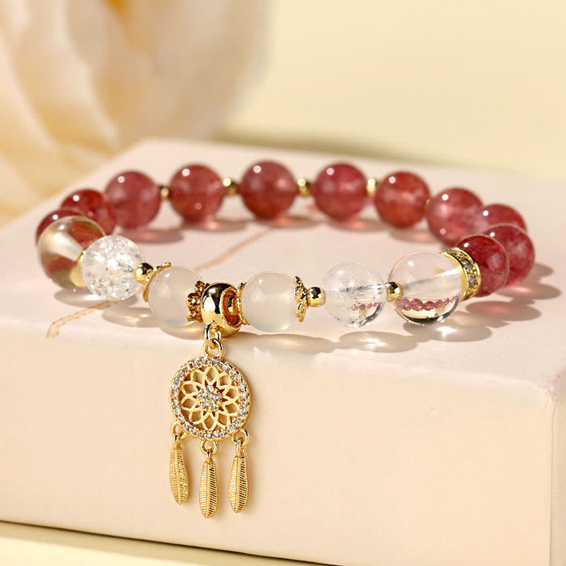 Buddha Stones Groene aardbeikwarts amethist kristallen dromenvanger helende Armband - image 9