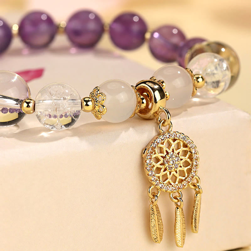 Buddha Stones Groene aardbeikwarts amethist kristallen dromenvanger helende Armband - image 5