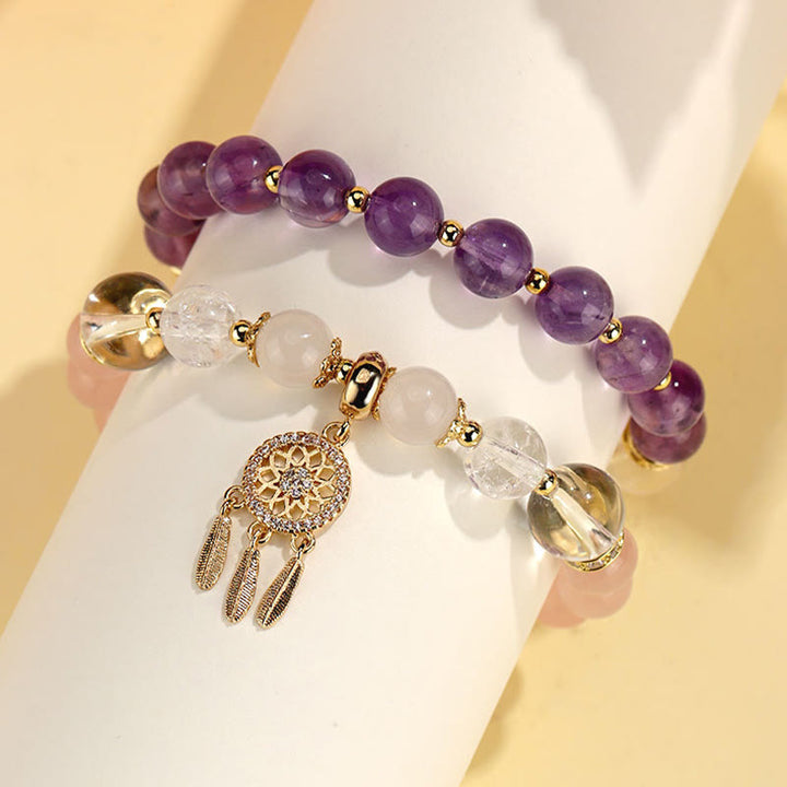 Buddha Stones Groene aardbeikwarts amethist kristallen dromenvanger helende Armband - image 6