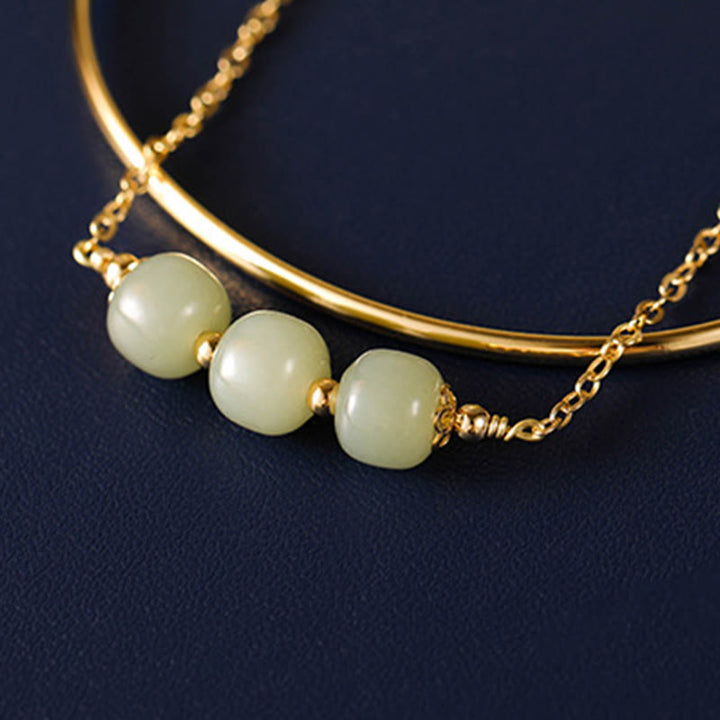 Buddha Stones Kopergeplateerde gouden Hetian jade kralen Bangle-armband met dubbele laag - image 6