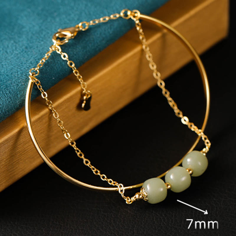 Buddha Stones Kopergeplateerde gouden Hetian jade kralen Bangle-armband met dubbele laag - image 7