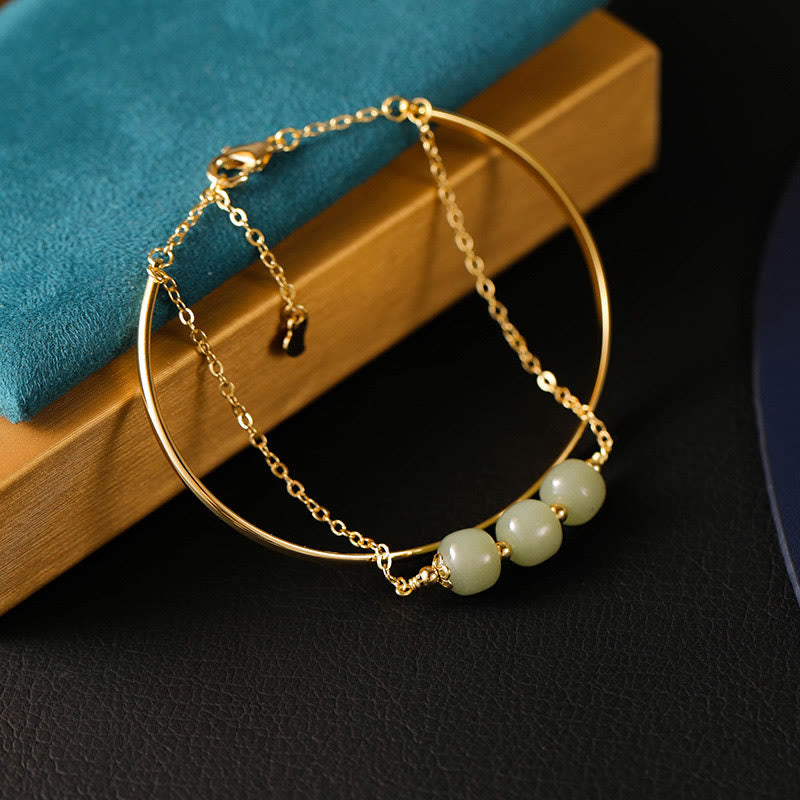 Buddha Stones Kopergeplateerde gouden Hetian jade kralen Bangle-armband met dubbele laag - image 3