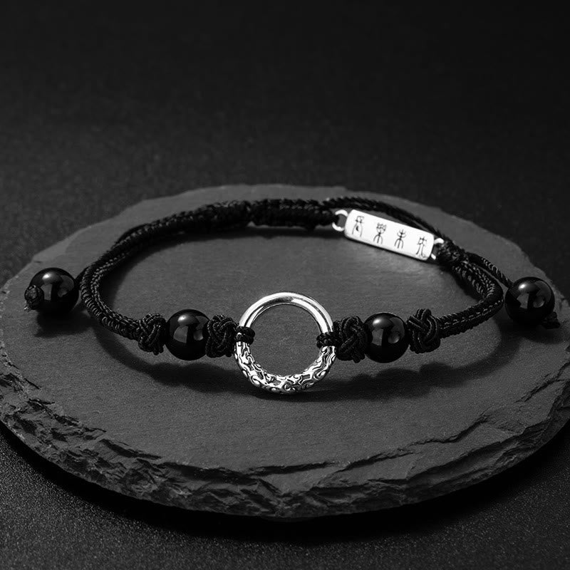 Buddha Stones 925 Sterling Zilveren Armband met Zwarte Onyx Vredesgesp - Zwarte onyx vredesgesp (Polsomtrek: 14-26 cm) - image 0