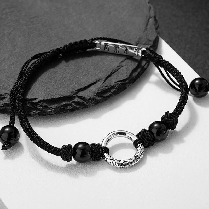 Buddha Stones 925 Sterling Zilveren Armband met Zwarte Onyx Vredesgesp - image 1