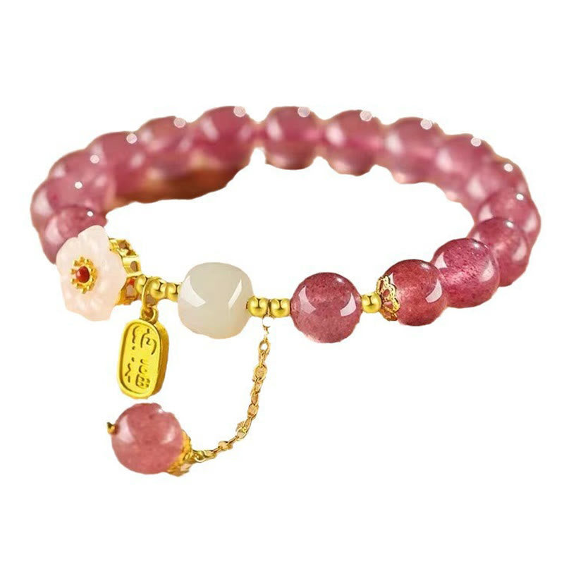 Buddha Stones Aardbeikwarts Fu-karakter Roze Kristallen Helende Armband - image 4