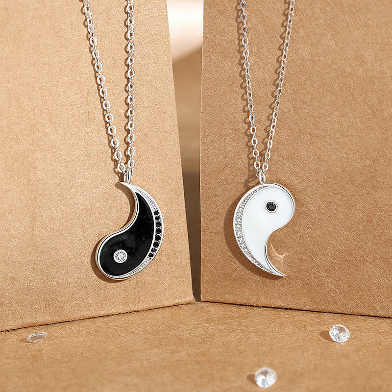 Buddha Stones 925 Sterling Zilveren Yin Yang Symbool Ketting Kettinghanger - image 1