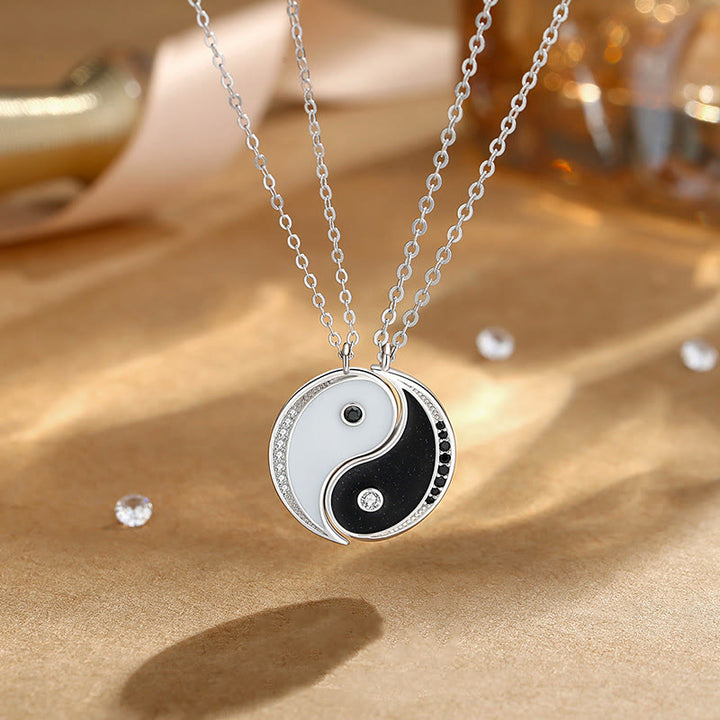 Buddha Stones 925 Sterling Zilveren Yin Yang Symbool Ketting Kettinghanger - 2 stuks zwart-wit Yin Yang - image 0