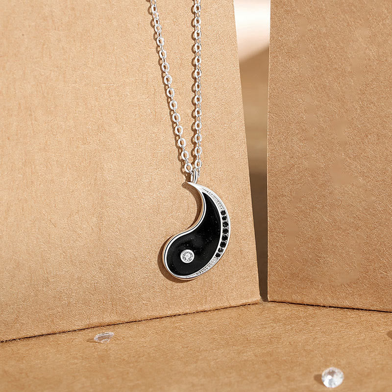 Buddha Stones 925 Sterling Zilveren Yin Yang Symbool Ketting Kettinghanger - Zwart - image 6