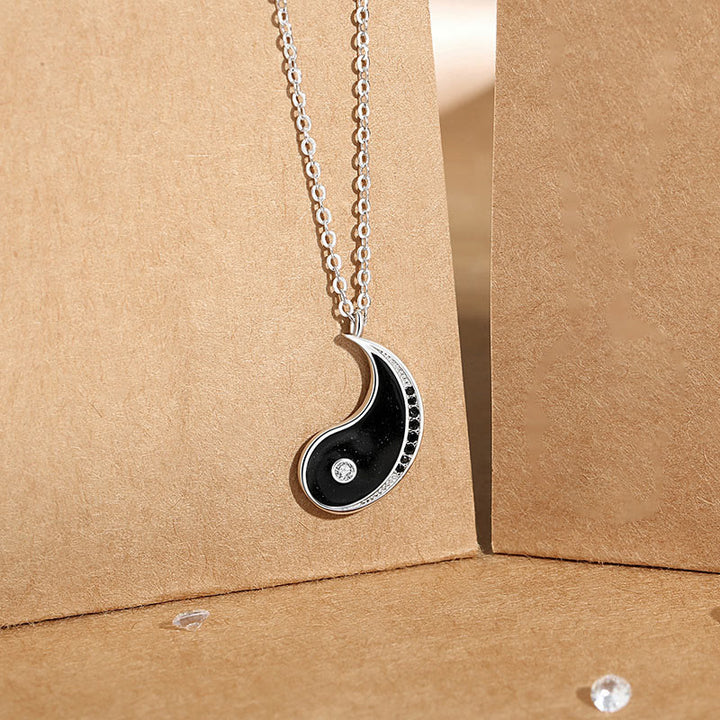 Buddha Stones 925 Sterling Zilveren Yin Yang Symbool Ketting Kettinghanger - Zwart - image 6
