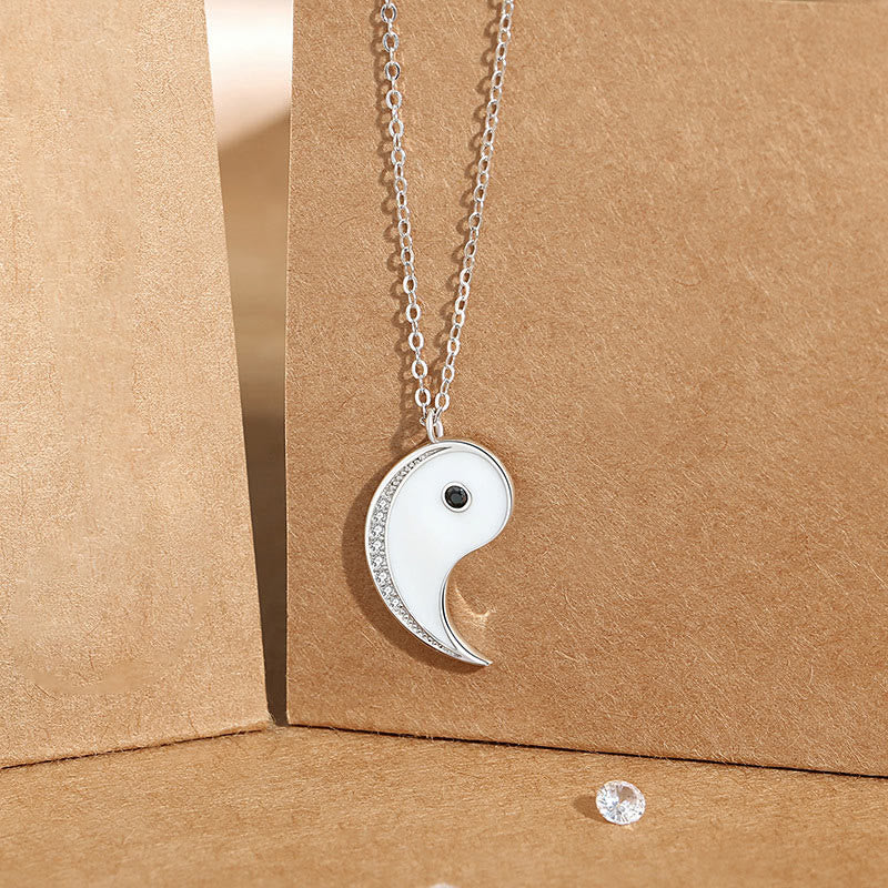 Buddha Stones 925 Sterling Zilveren Yin Yang Symbool Ketting Kettinghanger - Wit - image 5