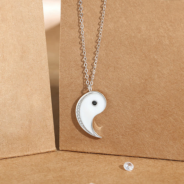 Buddha Stones 925 Sterling Zilveren Yin Yang Symbool Ketting Kettinghanger - Wit - image 5