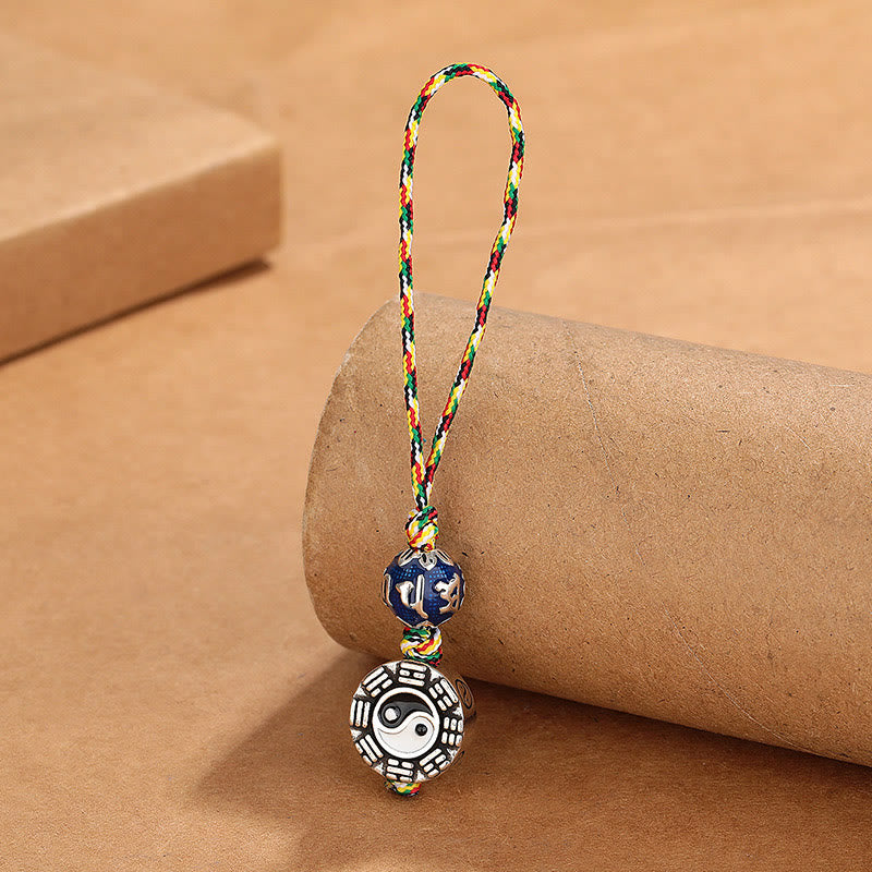Buddha Stones Yin Yang symbool Om Mani Padme Hum Bagua koperen harmonie sleutelhanger - Yin Yang symbool Bagua sleutelhanger - image 0