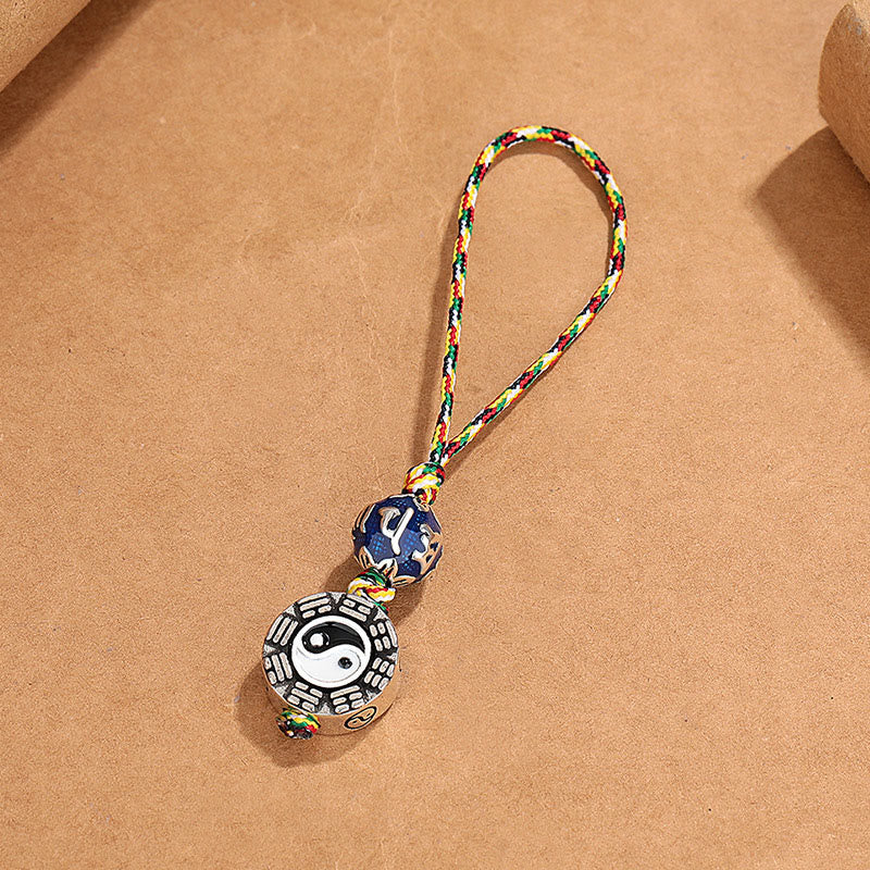 Buddha Stones Yin Yang symbool Om Mani Padme Hum Bagua koperen harmonie sleutelhanger - image 1