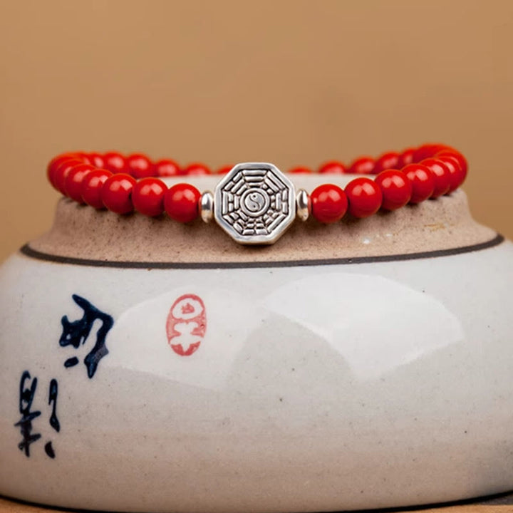 Buddha Stones 925 sterling zilveren Yin Yang Bagua-symbool Cinnabar String Armband - image 16