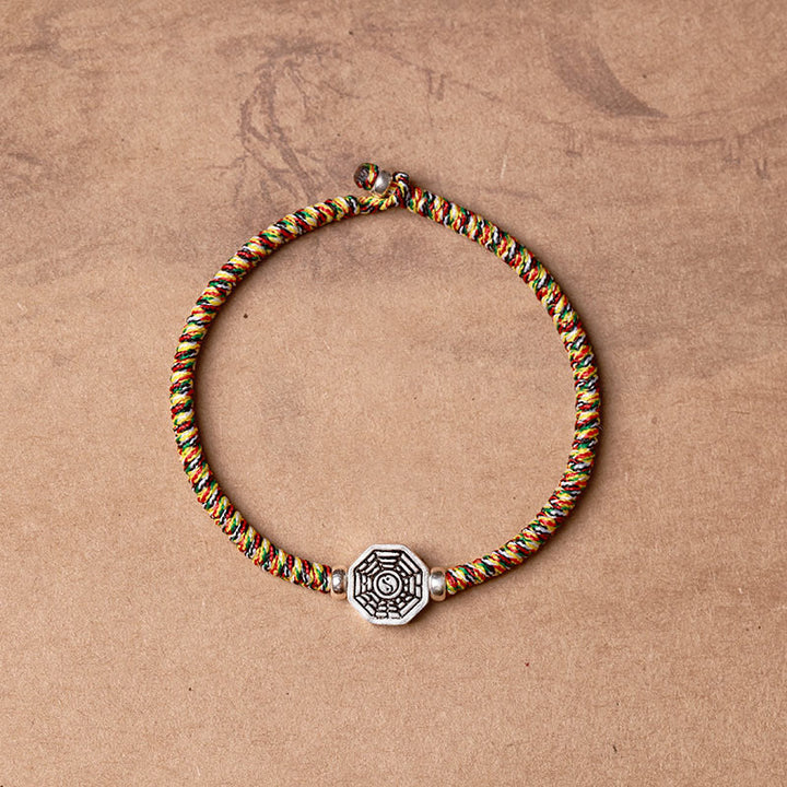 Buddha Stones 925 sterling zilveren Yin Yang Bagua-symbool Cinnabar String Armband - Kleurrijk touw - 23 cm - image 13