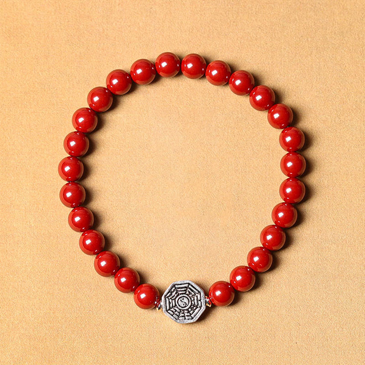 Buddha Stones 925 sterling zilveren Yin Yang Bagua-symbool Cinnabar String Armband - Cinnaber kralen (elastisch koord) - 23 cm - image 14