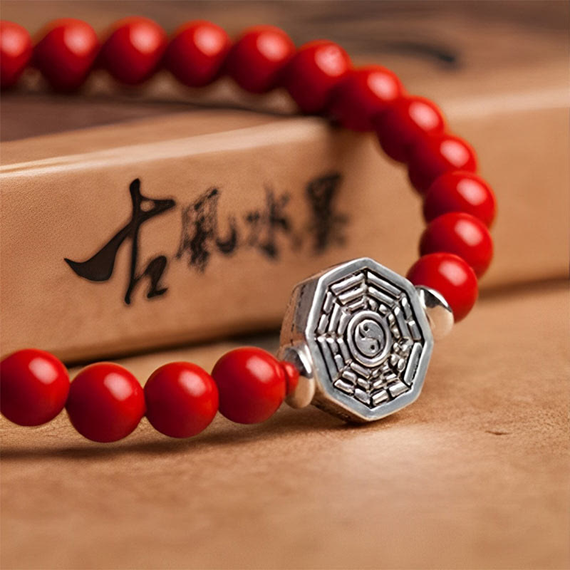 Buddha Stones 925 sterling zilveren Yin Yang Bagua-symbool Cinnabar String Armband - image 18