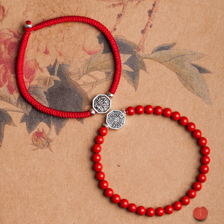 Buddha Stones 925 sterling zilveren Yin Yang Bagua-symbool Cinnabar String Armband - image 5
