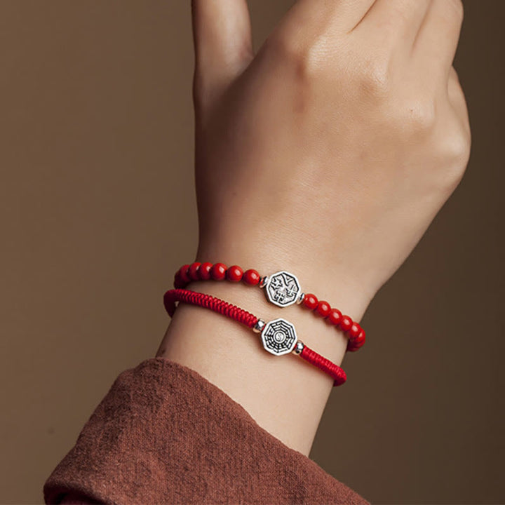 Buddha Stones 925 sterling zilveren Yin Yang Bagua-symbool Cinnabar String Armband - image 6