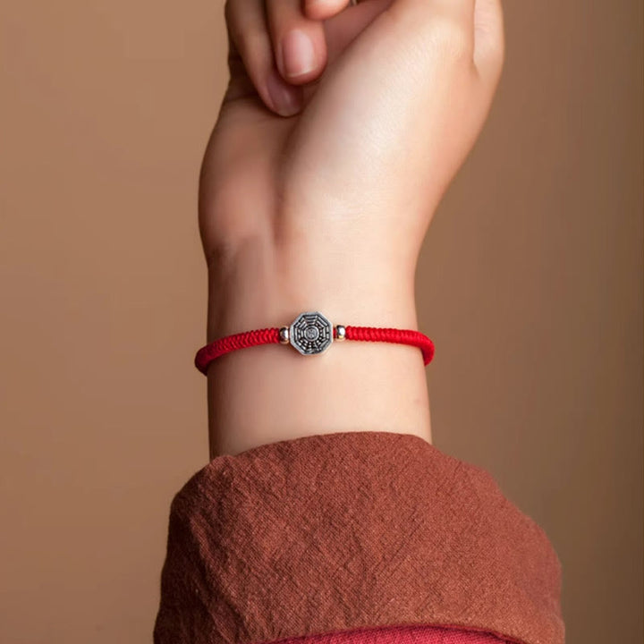 Buddha Stones 925 sterling zilveren Yin Yang Bagua-symbool Cinnabar String Armband - image 3