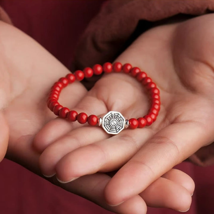 Buddha Stones 925 sterling zilveren Yin Yang Bagua-symbool Cinnabar String Armband - image 20
