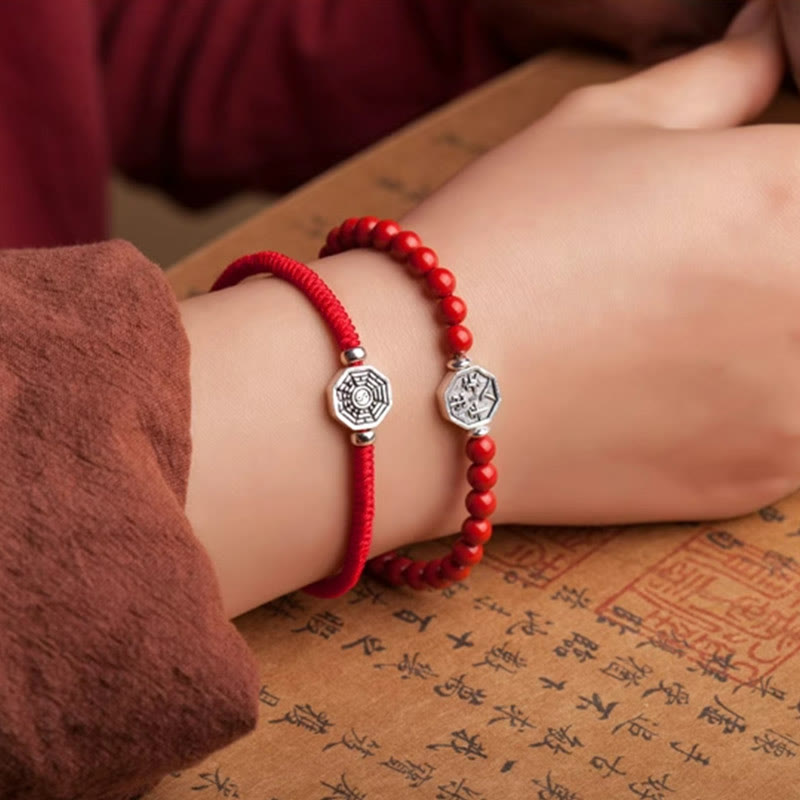 Buddha Stones 925 sterling zilveren Yin Yang Bagua-symbool Cinnabar String Armband - image 7