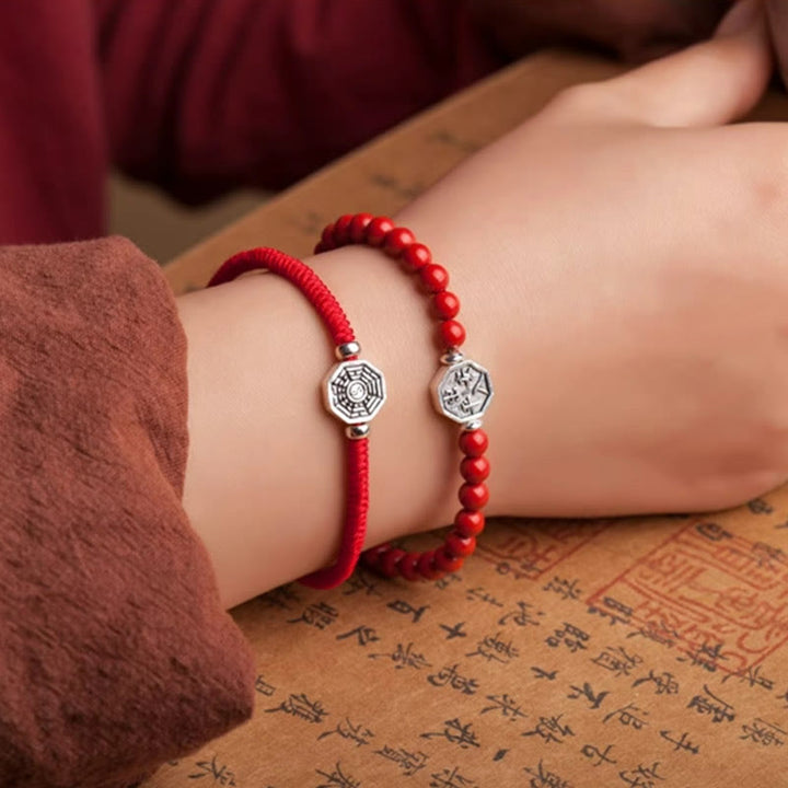 Buddha Stones 925 sterling zilveren Yin Yang Bagua-symbool Cinnabar String Armband - image 7