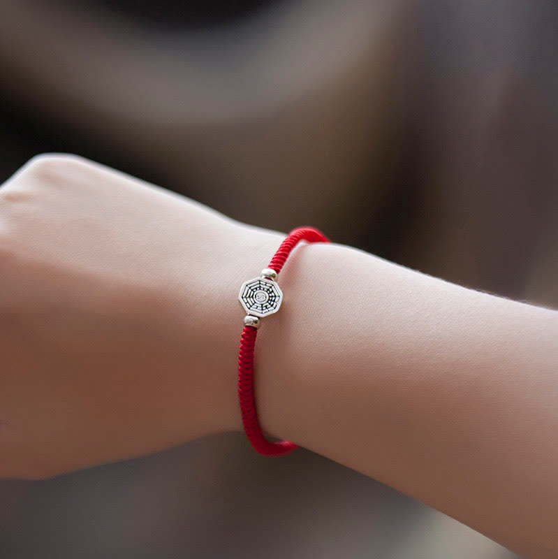 Buddha Stones 925 sterling zilveren Yin Yang Bagua-symbool Cinnabar String Armband - image 2