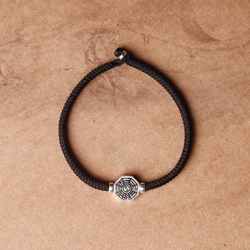 Buddha Stones 925 sterling zilveren Yin Yang Bagua-symbool Cinnabar String Armband - Zwart touw - 23 cm - image 12