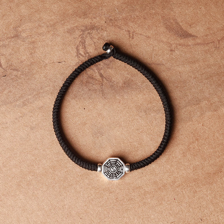 Buddha Stones 925 sterling zilveren Yin Yang Bagua-symbool Cinnabar String Armband - Zwart touw - 23 cm - image 12