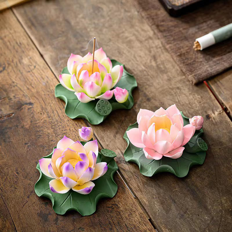 Buddha Stones Lotusbloembladpeul Spirituele Genezing Keramische Wierook Decoratie - image 1
