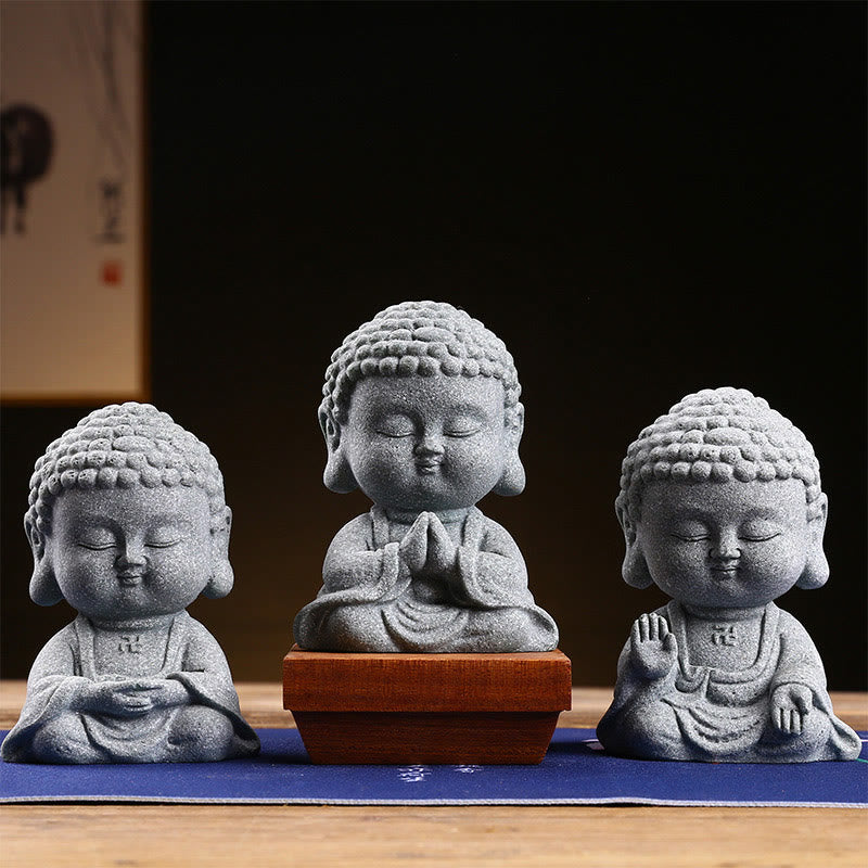 Buddha Stones Meditatie, gebed, Boeddha, mededogen, sereniteit, huisdecoratie - 3-delige Boeddha-set - image 0
