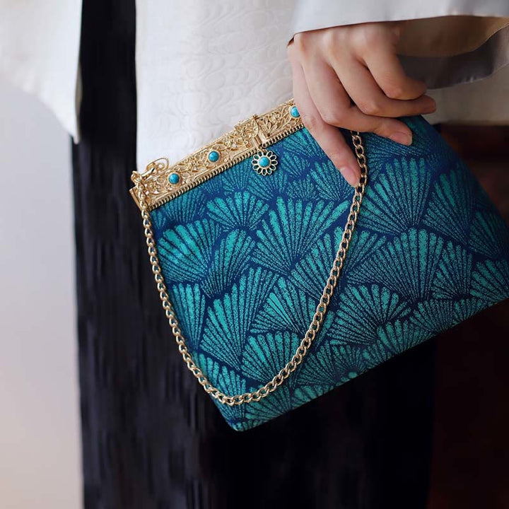 Buddha Stones Blauwe lijn metalen ketting Schoudertas (crossbody) Schoudertas Handtas - Blauw 19*17*8 cm - image 0