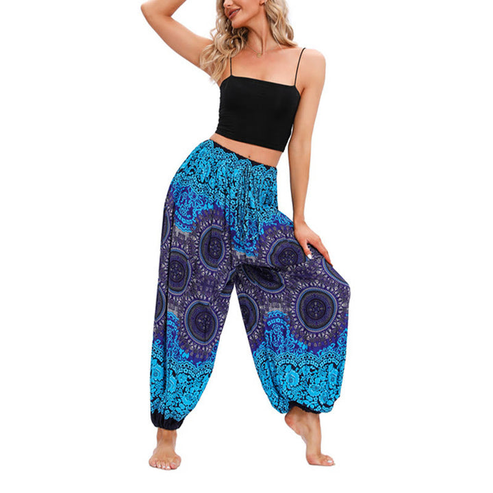 Buddha Stones Casual losse harembroek met kompaspatroon, dames yogabroek - image 8