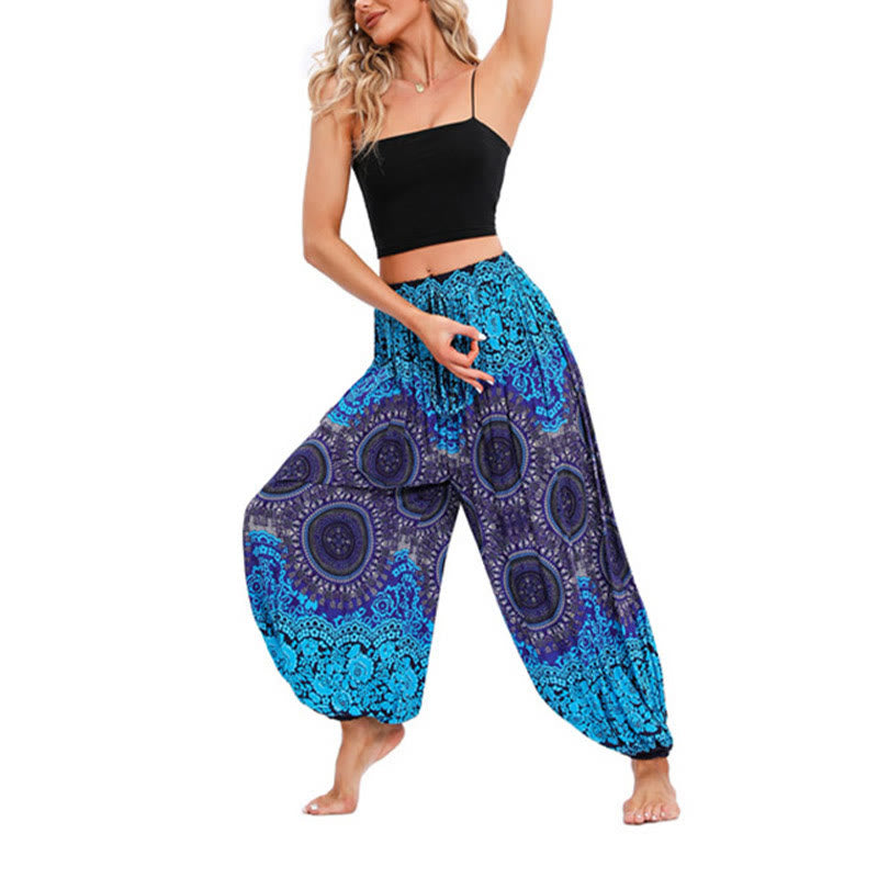 Buddha Stones Casual losse harembroek met kompaspatroon, dames yogabroek - Blauw - VS US4-8/10, UK/AU8-12/14, EU36-40/42 (F) - image 5