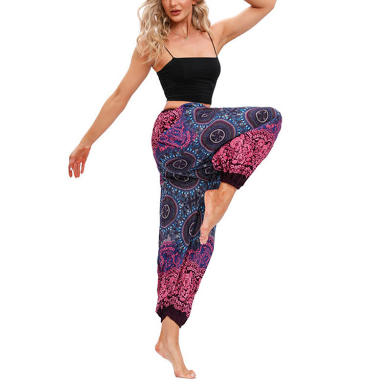 Buddha Stones Casual losse harembroek met kompaspatroon, dames yogabroek - image 4