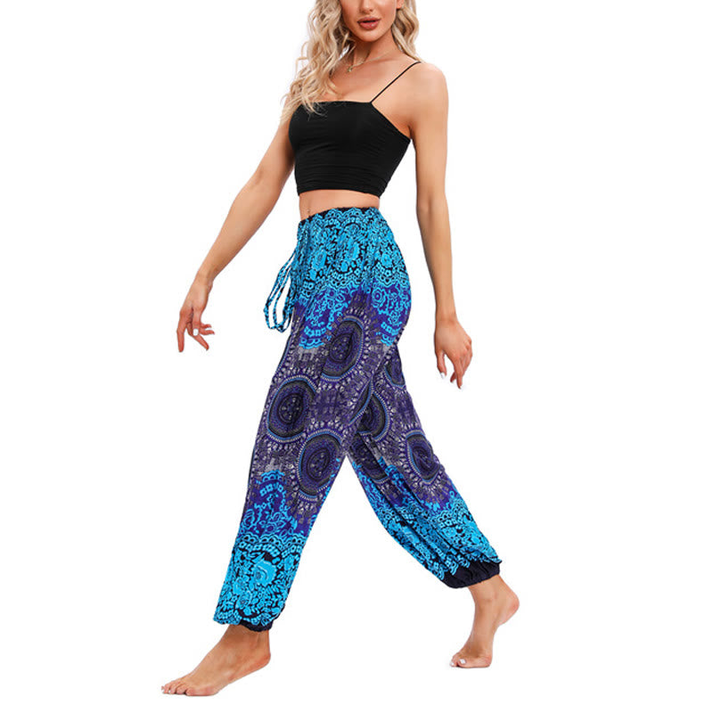 Buddha Stones Casual losse harembroek met kompaspatroon, dames yogabroek - image 6