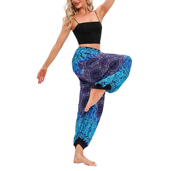 Buddha Stones Casual losse harembroek met kompaspatroon, dames yogabroek - image 7