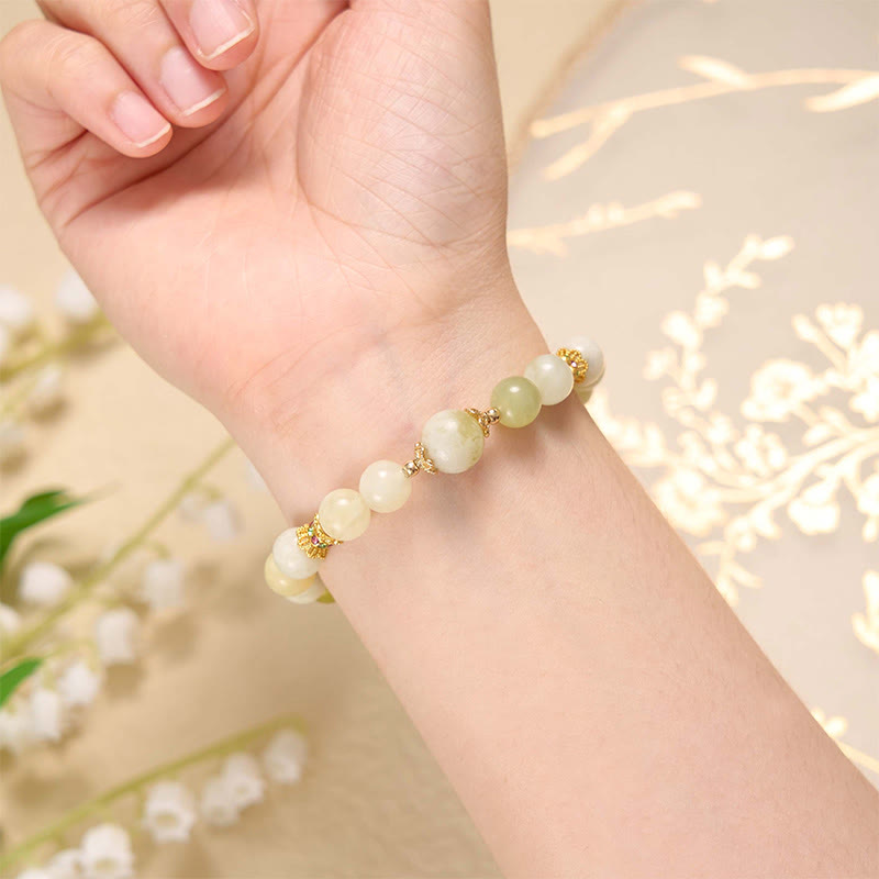 Buddha Stones Groene druivenkleurige jade Armband met overvloed - image 3