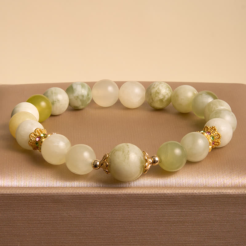 Buddha Stones Groene druivenkleurige jade Armband met overvloed - image 1