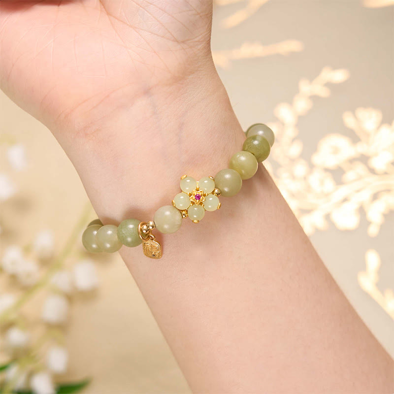 Buddha Stones Groene jade bloem Fu karakter Armband - image 4