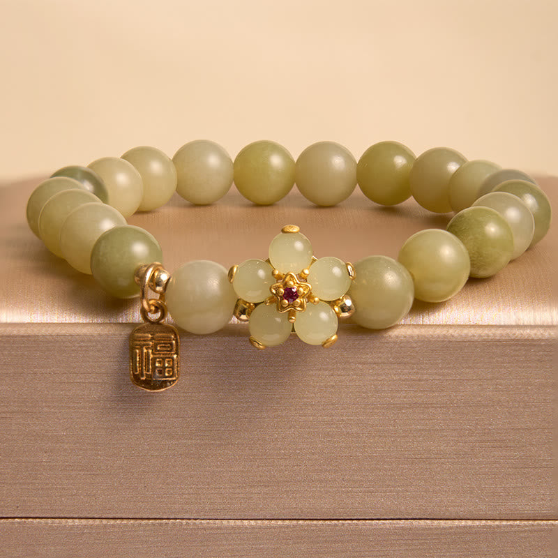 Buddha Stones Groene jade bloem Fu karakter Armband - image 2